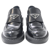 Prada Brushed Platform Loafers in Black Leather