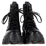 Prada Monolith Combat Boots in Black Leather