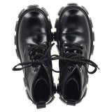 Prada Monolith Combat Boots in Black Leather