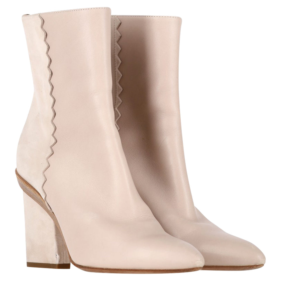 Hermes Proof Ankle Boots in Cream Leather and Suede
