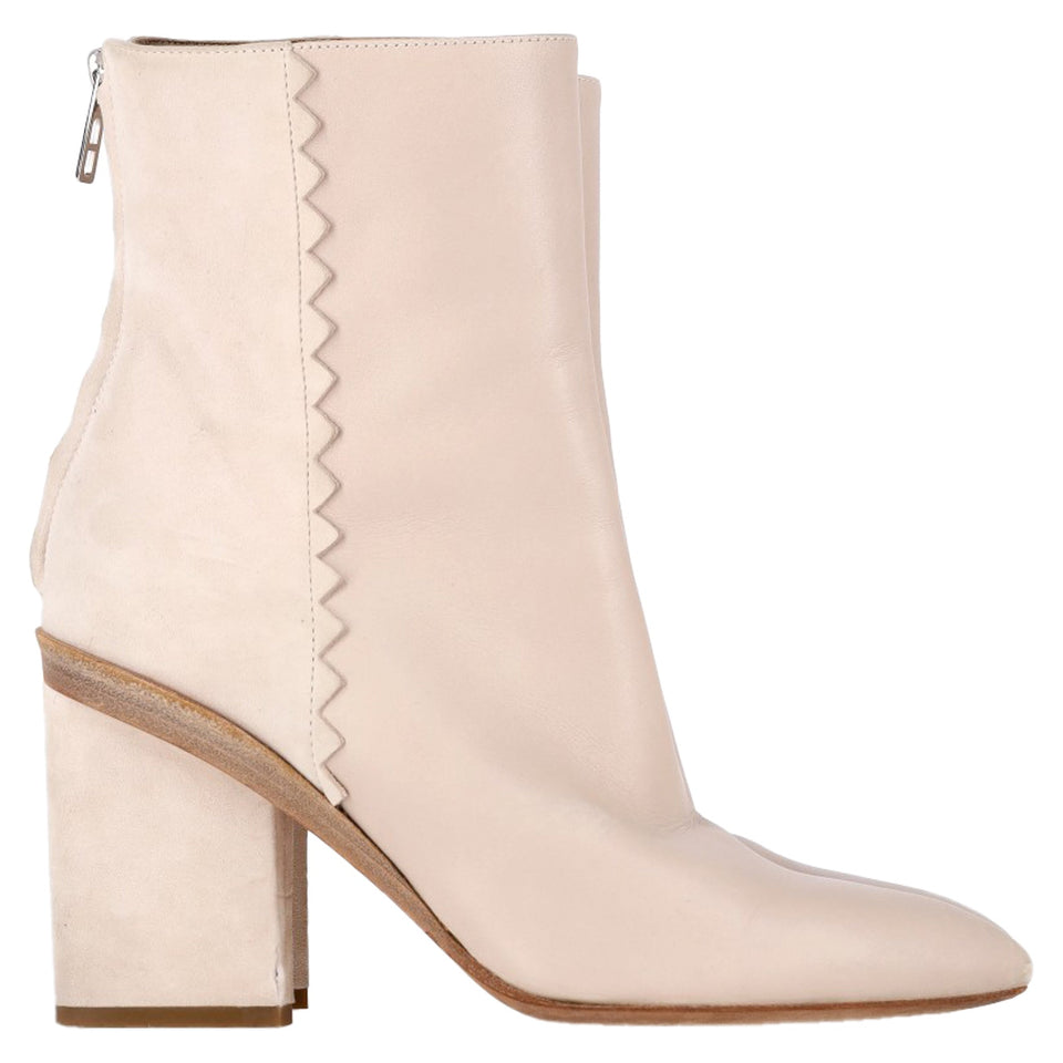 Hermes Proof Ankle Boots in Cream Leather and Suede