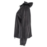 Prada Zipped Hooded Jacket in Black Leather