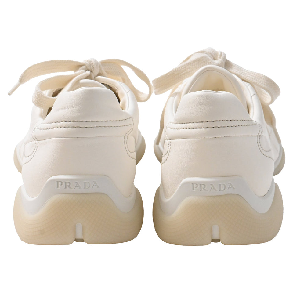 Prada Sneakers in Ivory Nappa Leather