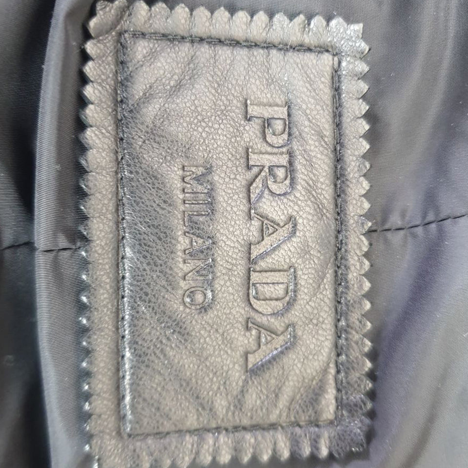 Prada Hidden Closure Trench Coat in Black Lamb Leather