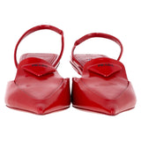 Prada Logo-Plaque Slingback Kitten-Heel Pumps in Red Leather