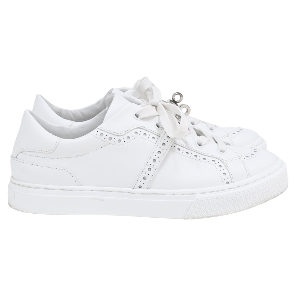 Hermes Day Low Top Sneakers in White Leather