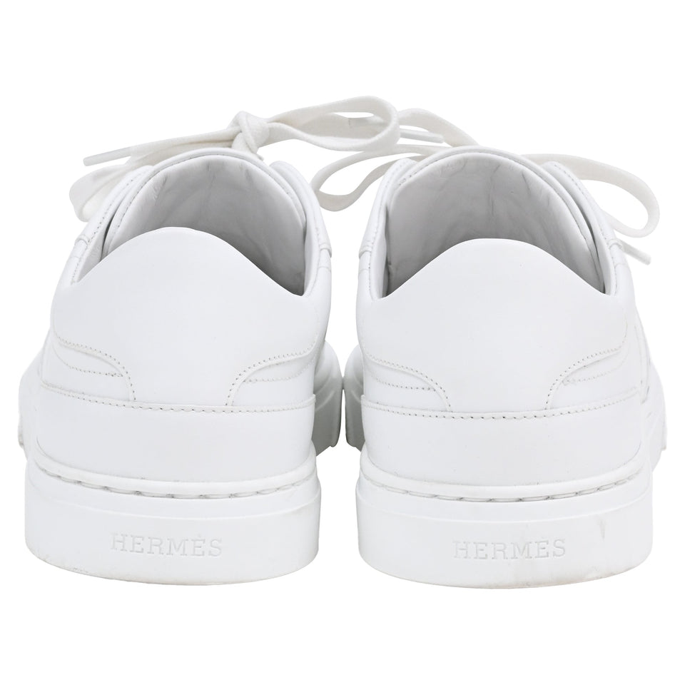 Hermes Day Low Top Sneakers in White Leather