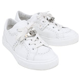 Hermes Day Low Top Sneakers in White Leather