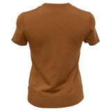 Hermes H en Biais Detail Short-Sleeve Sweater in Brown Virgin Wool