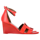 Hermes Legend Wedge Sandals in Red Leather