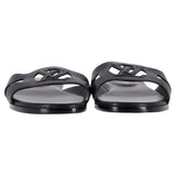 Women's Louis Vuitton LV Isola Slide Flat Sandals in Black Calf Leather