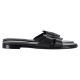 Women's Louis Vuitton LV Isola Slide Flat Sandals in Black Calf Leather