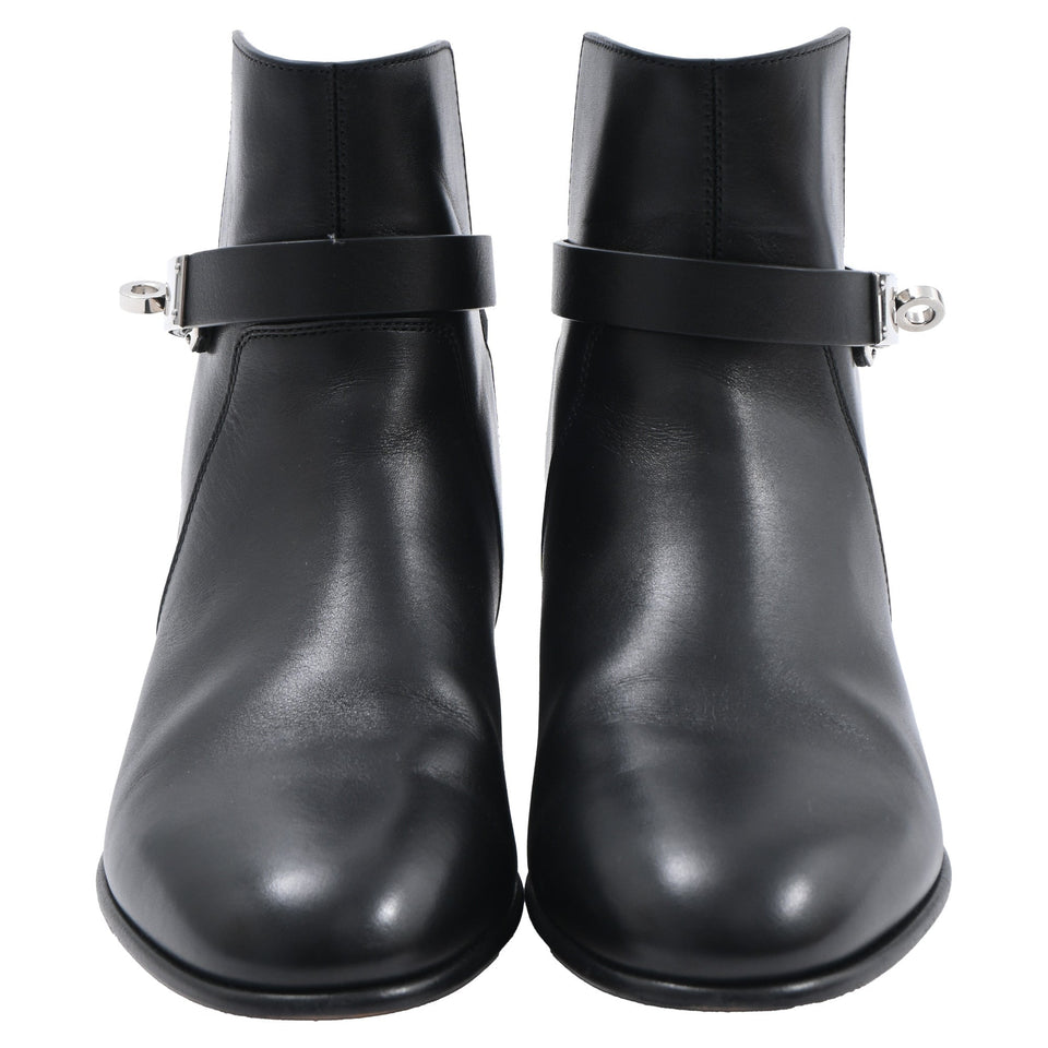 Women's Hermes Neo Ankle Boots in Black Calfskin Leather