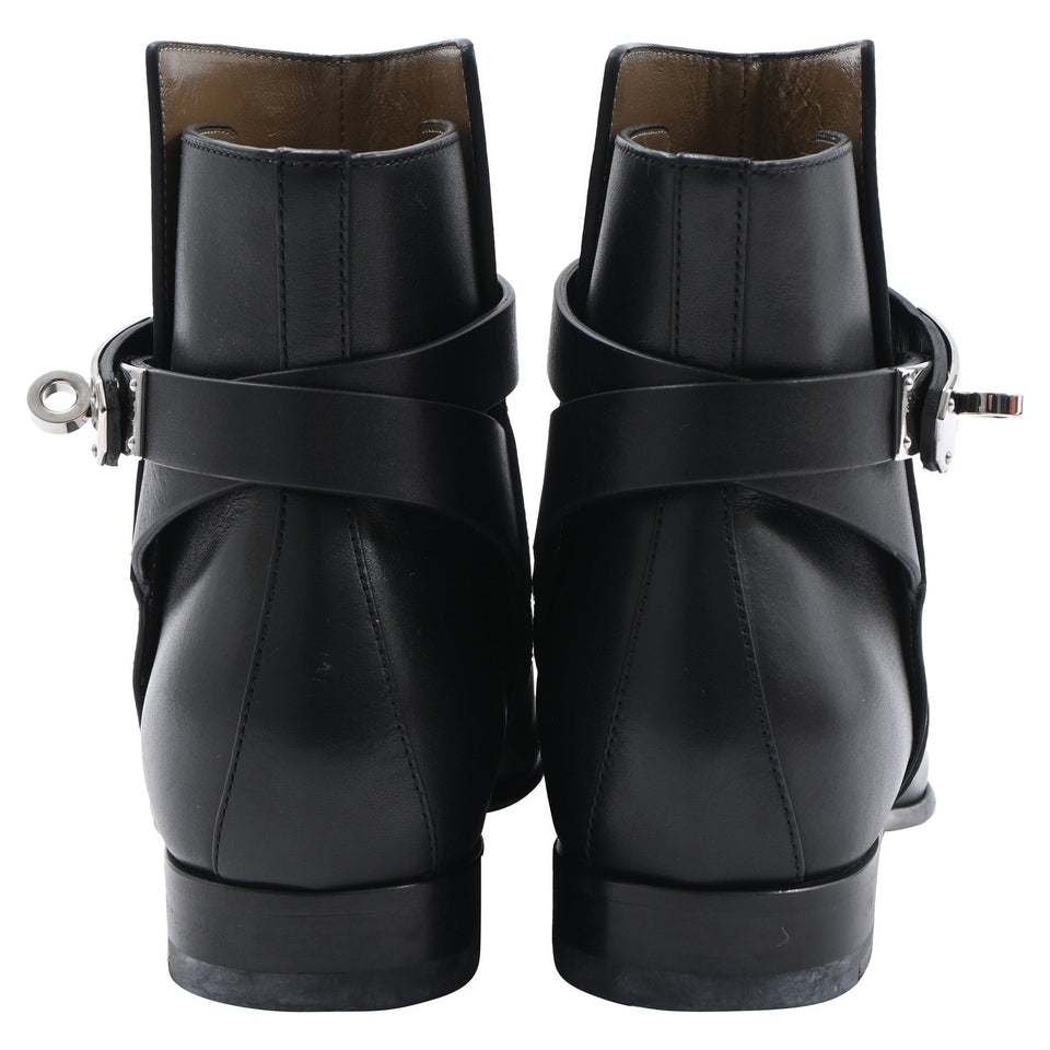 Women's Hermes Neo Ankle Boots in Black Calfskin Leather