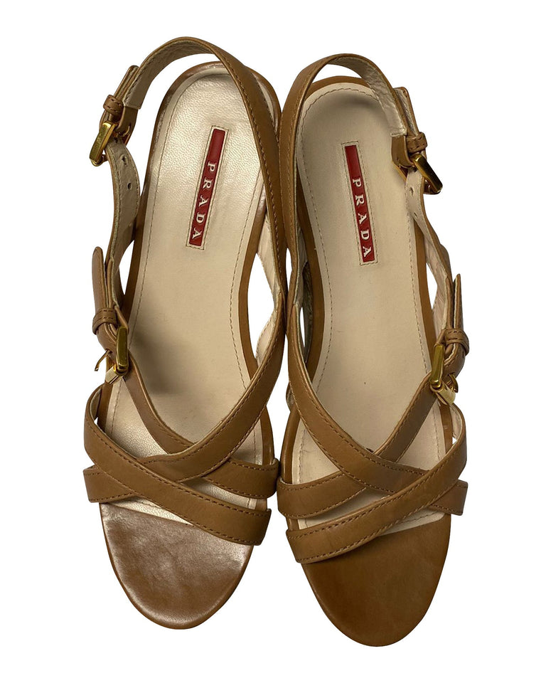 Prada Beige Leather Wedge