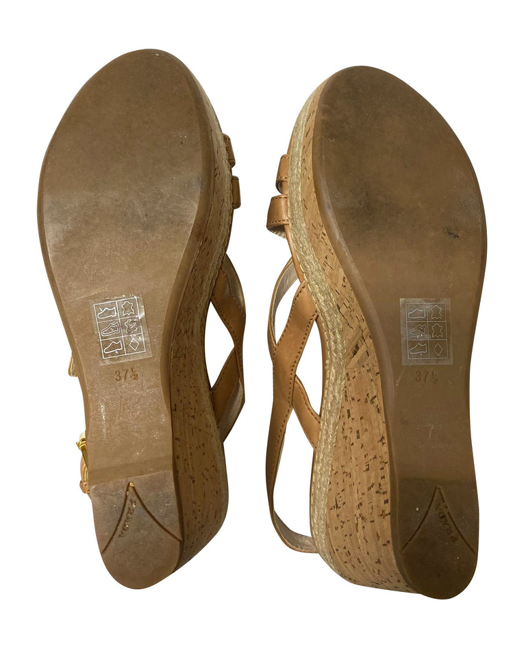 Prada Beige Leather Wedge