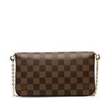 Louis Vuitton Damier Pochette Shoulder Bag Leather Brown
