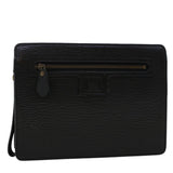 Luxury BurberrySs Clutch Bag Leather Black Auth ep1119