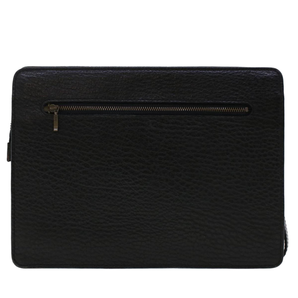 Luxury BurberrySs Clutch Bag Leather Black Auth ep1119