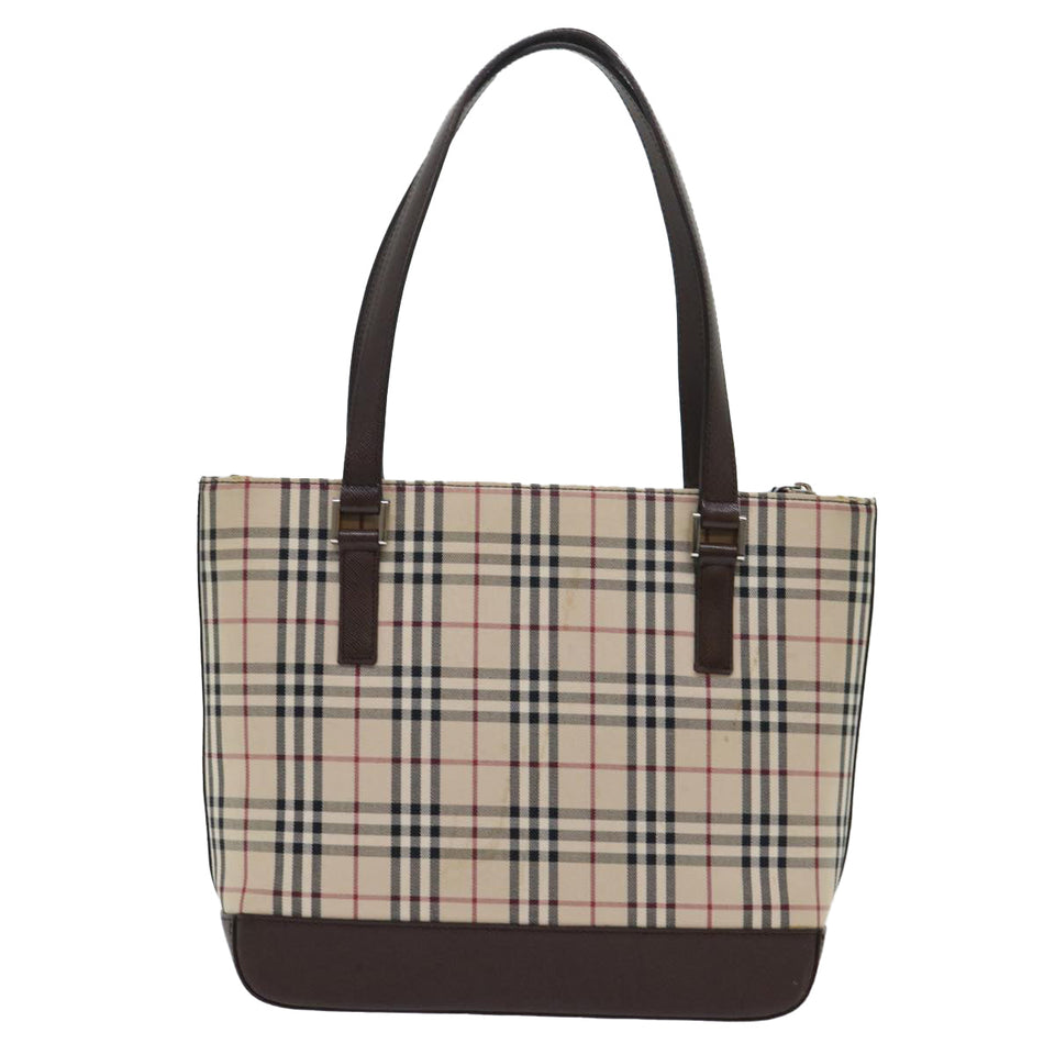 Luxury Burberry Shoulder Bag Nylon Leather Beige Auth ep1699