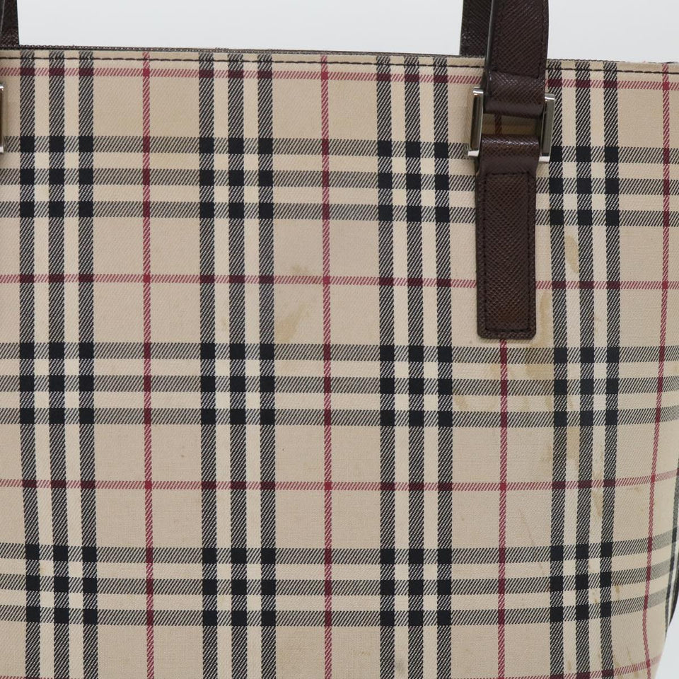 Luxury Burberry Shoulder Bag Nylon Leather Beige Auth ep1699