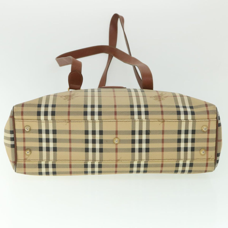 Luxury BurberrySs Nova Check Tote Bag PVC Leather Beige Auth ep1961