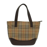 Luxury Burberry Nova Check Hand Bag Nylon Canvas Beige Auth ep1964