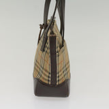 Luxury Burberry Nova Check Hand Bag Nylon Canvas Beige Auth ep1964