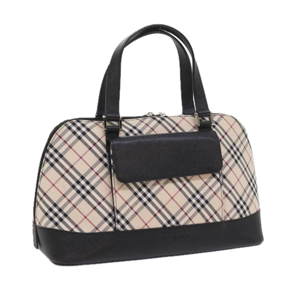 Luxury Burberry Nova Check Hand Bag Nylon Canvas Beige Auth ep2098