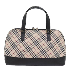 Luxury Burberry Nova Check Hand Bag Nylon Canvas Beige Auth ep2098
