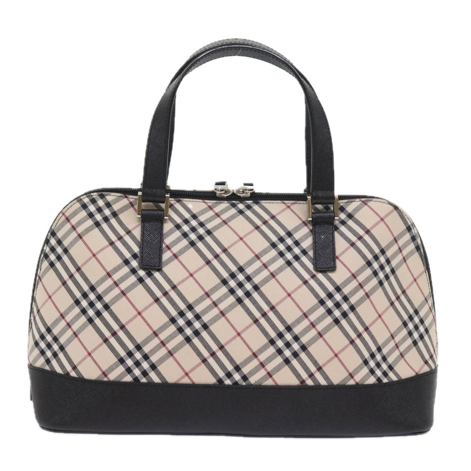 Luxury Burberry Nova Check Hand Bag Nylon Canvas Beige Auth ep2098