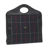 Luxury BurberrySs Nova Check Hand Bag Nylon Canvas Navy Auth ep2181