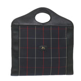 Luxury BurberrySs Nova Check Hand Bag Nylon Canvas Navy Auth ep2181