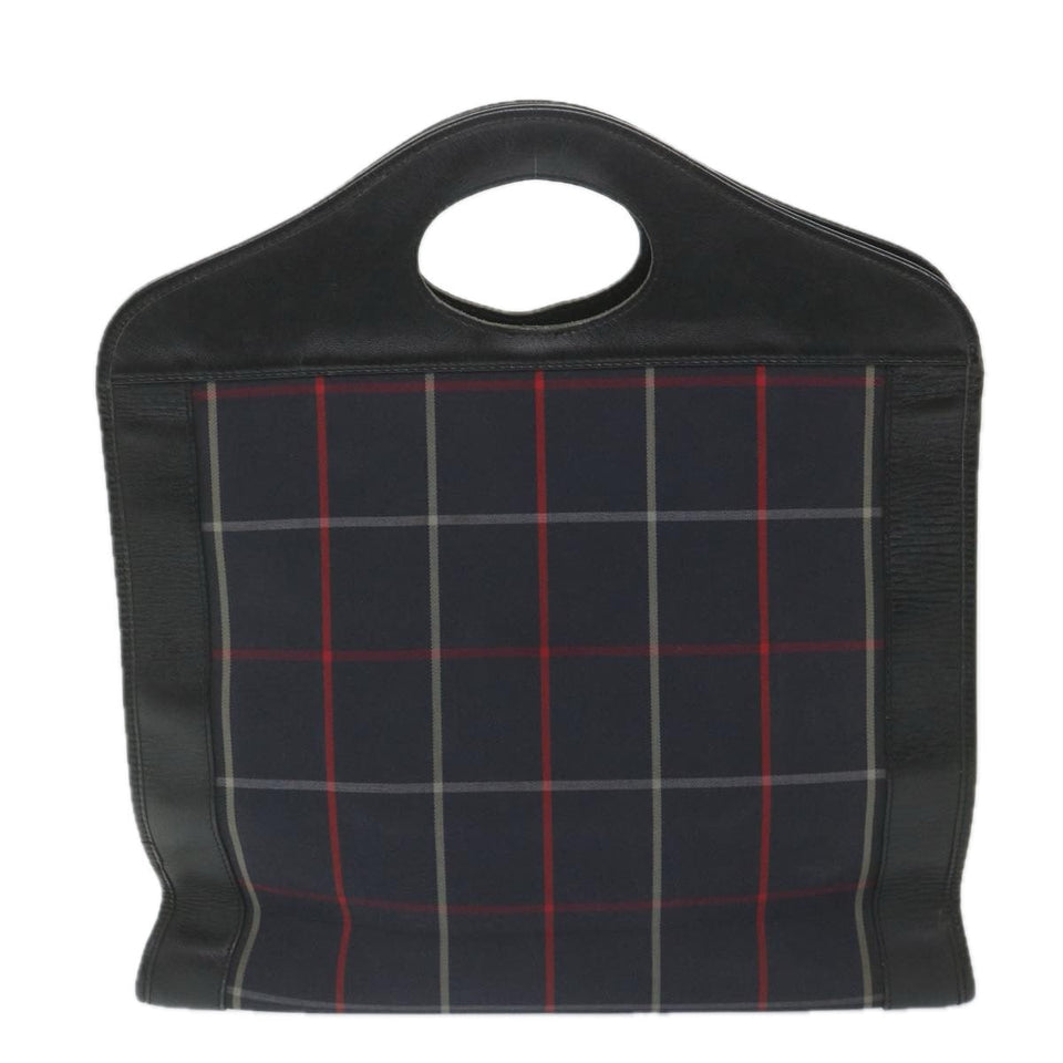 Luxury BurberrySs Nova Check Hand Bag Nylon Canvas Navy Auth ep2181