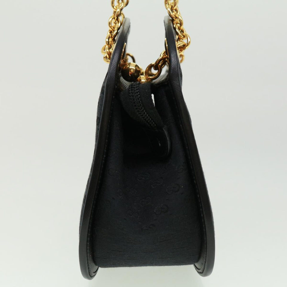Gucci Micro GG Canvas Bamboo Chain Shoulder Bag Black Gold ep231