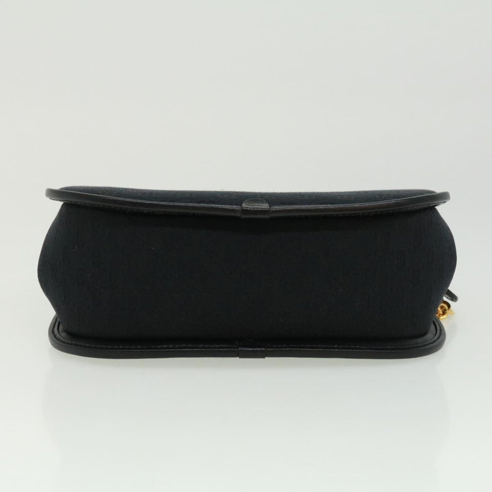 Gucci Micro GG Canvas Bamboo Chain Shoulder Bag Black Gold ep231
