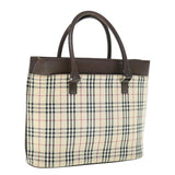 Luxury Burberry Nova Check Tote Bag Nylon Beige Auth ep2645
