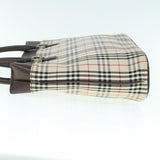 Luxury Burberry Nova Check Tote Bag Nylon Beige Auth ep2645