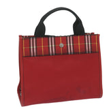 Luxury Burberry Nova Check Hand Bag Nylon Red Auth ep2927