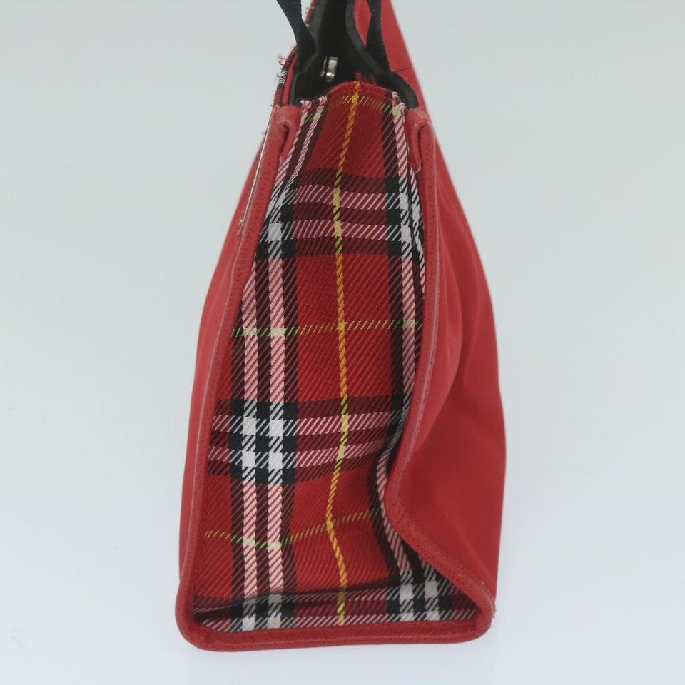 Luxury Burberry Nova Check Hand Bag Nylon Red Auth ep2927