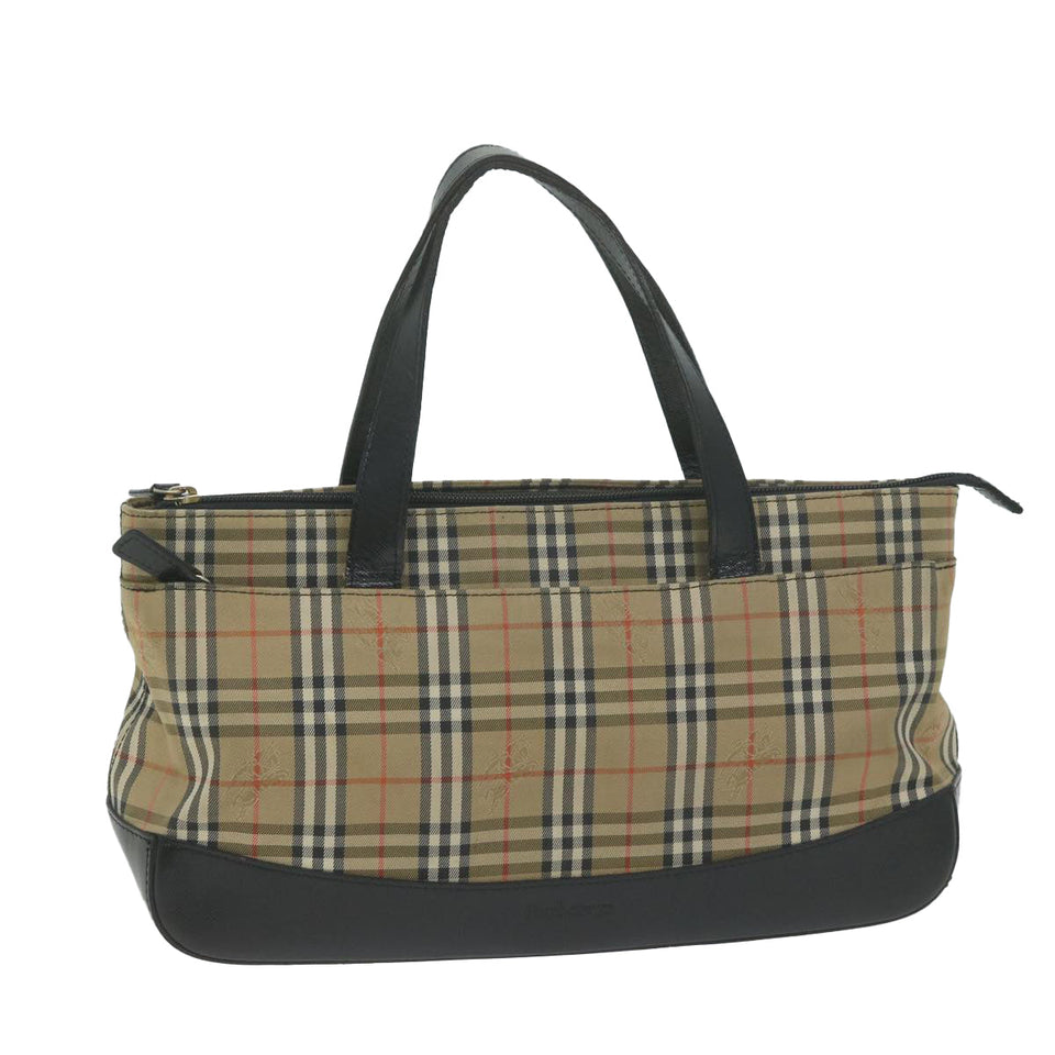 Luxury BurberrySs Nova Check Hand Bag Canvas Beige Auth ep3023