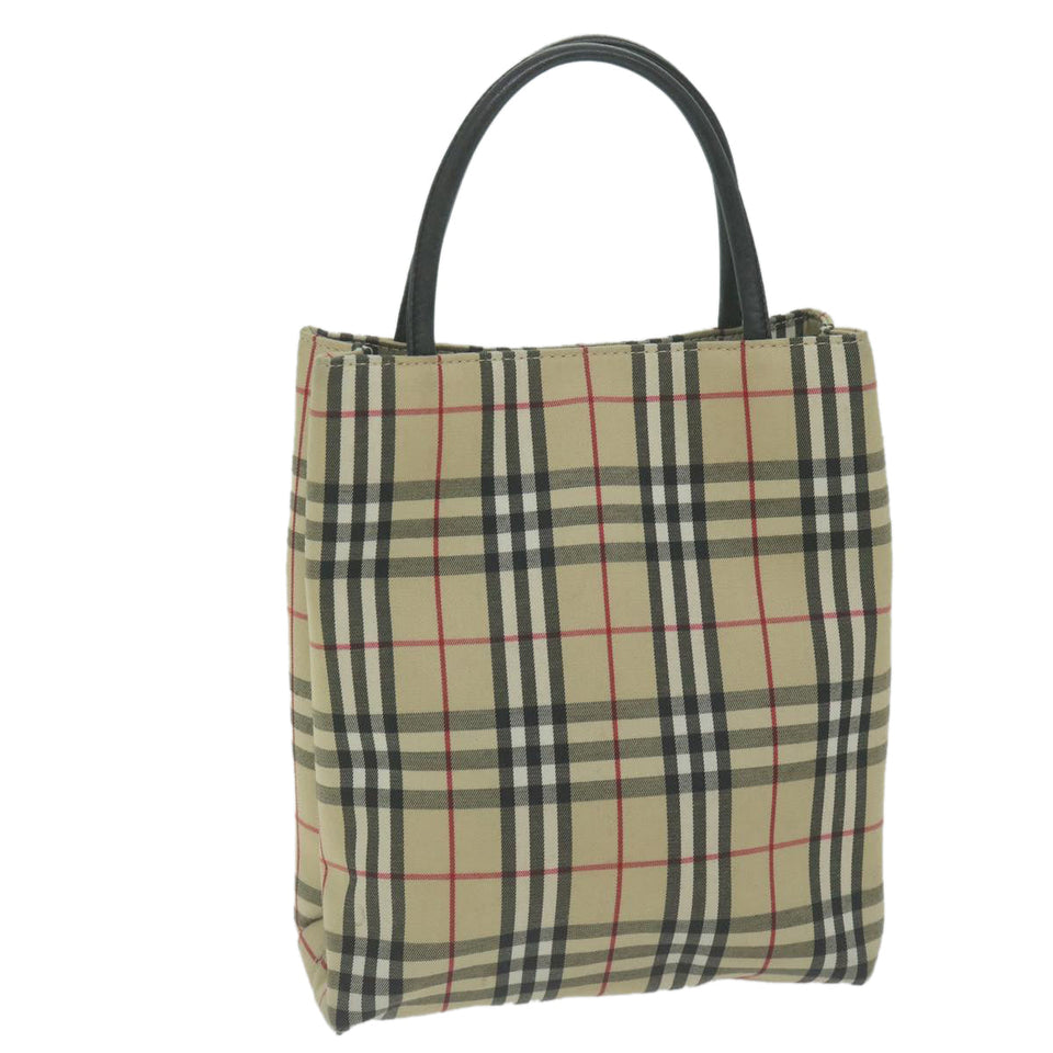 Luxury Burberry Nova Check Hand Bag Nylon Canvas Beige Auth ep3149