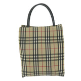 Luxury Burberry Nova Check Hand Bag Nylon Canvas Beige Auth ep3149