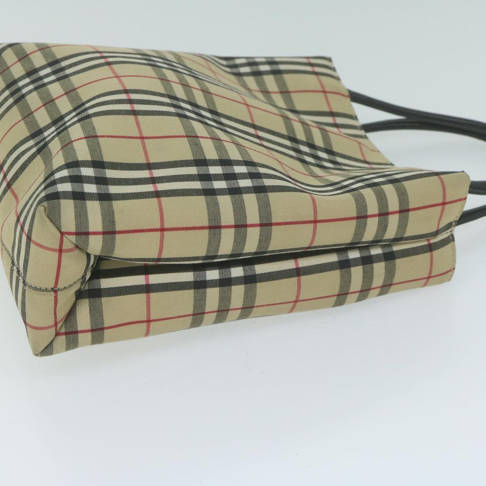 Luxury Burberry Nova Check Hand Bag Nylon Canvas Beige Auth ep3149