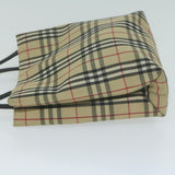 Luxury Burberry Nova Check Hand Bag Nylon Canvas Beige Auth ep3149