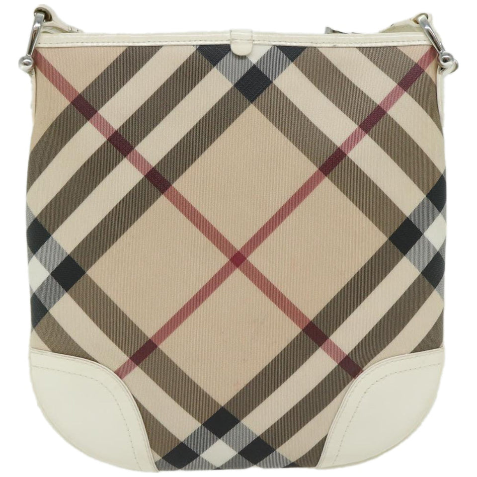Luxury Burberry Nova Check Shoulder Bag Coated Canvas Beige Auth ep3454