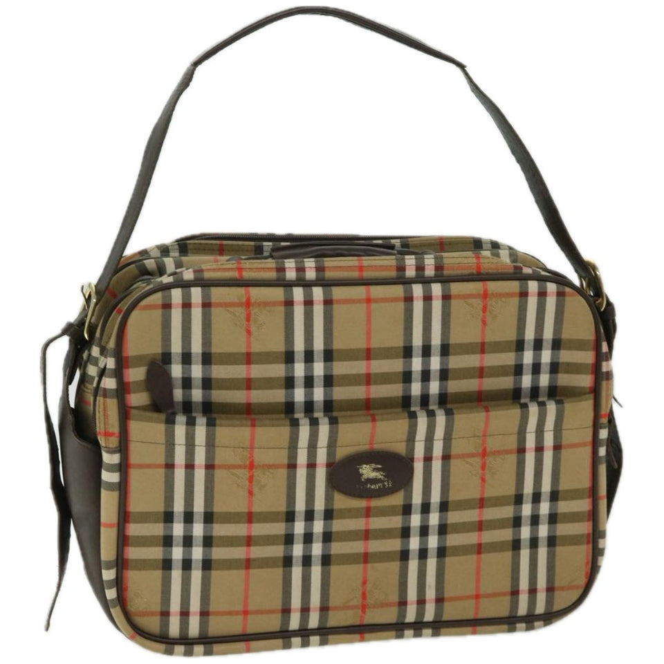 Luxury BurberrySs Nova Check Shoulder Bag Canvas Beige Auth ep3489