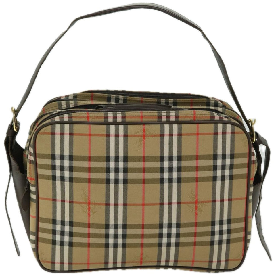 Luxury BurberrySs Nova Check Shoulder Bag Canvas Beige Auth ep3489