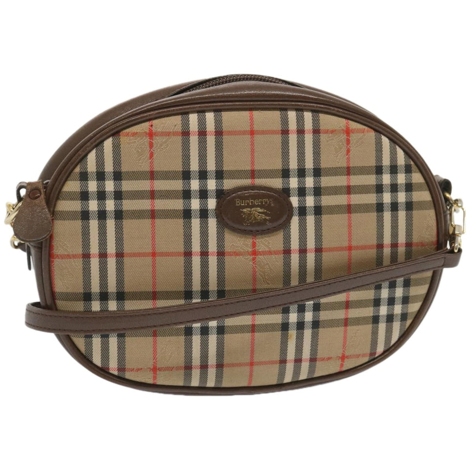 Luxury BurberrySs Nova Check Shoulder Bag Canvas Beige Auth ep3529