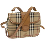 Luxury BurberrySs Nova Check Shoulder Bag PVC Leather Beige Auth ep3552